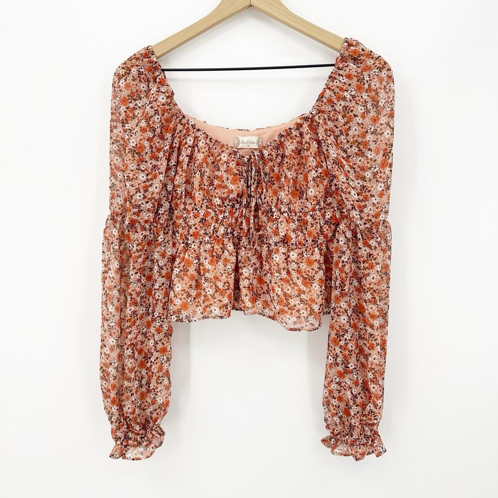 Altar’d State Womens Crop Blouse M Floral Boho Cottagecore Romantic Whimsical